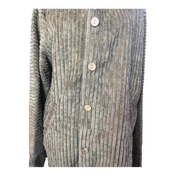 Jimmy Yoo Women’s Ribbed Button Up Hooded Jacket Green Size L NWT - Picture 3 of 10